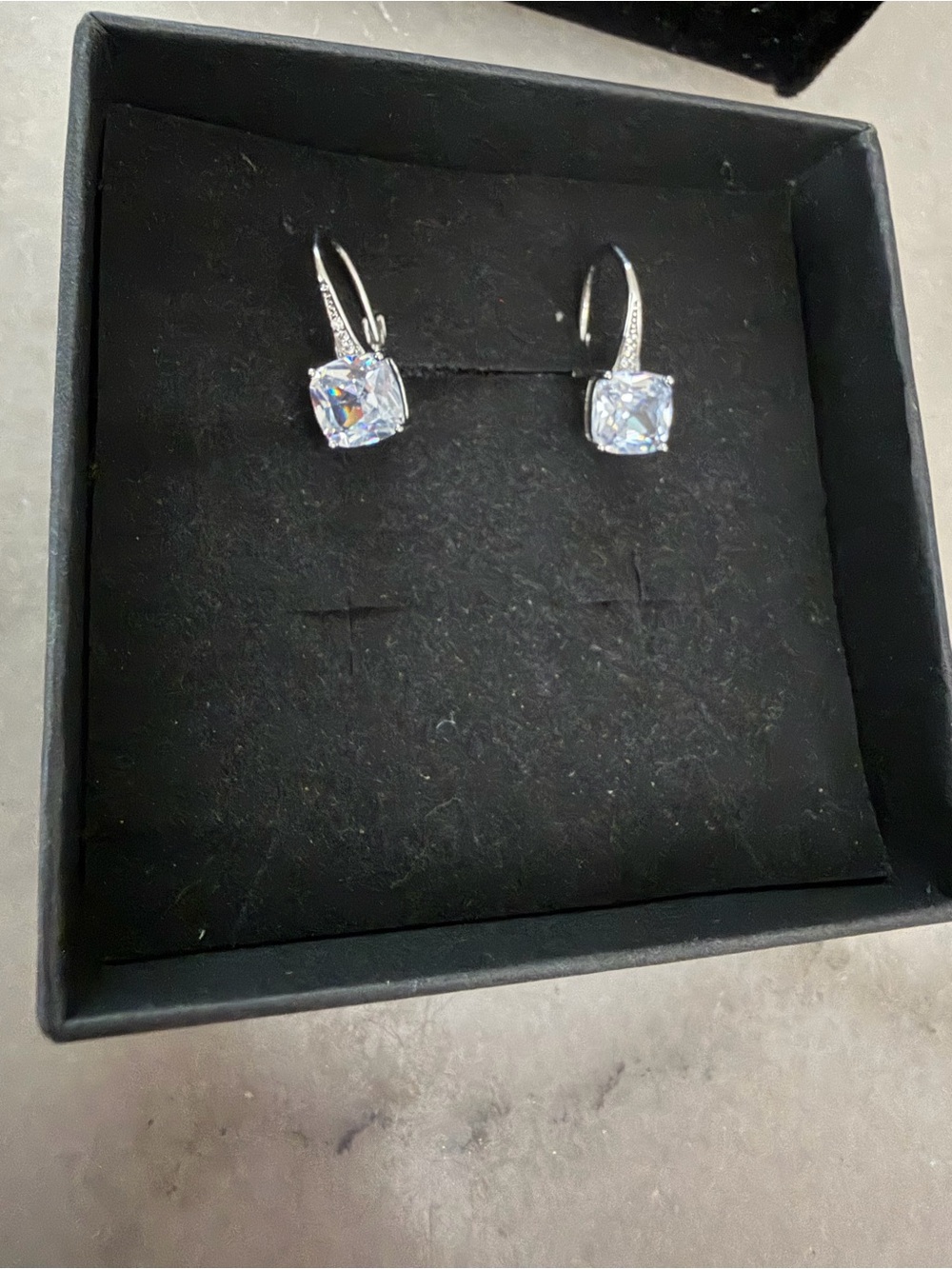 Silver Cubic Zirconia Drop Earrings - Sparkling White Stones